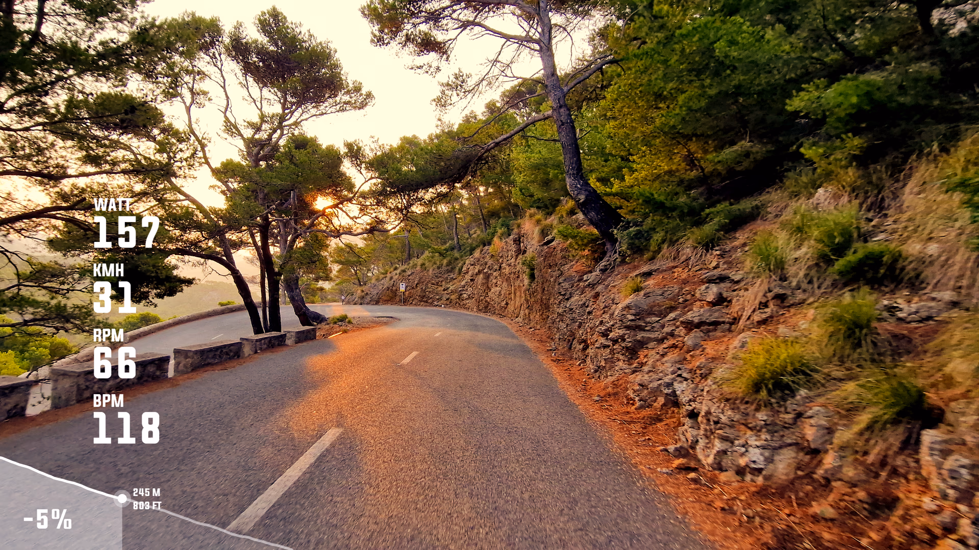 Sunset road footage prepared for a telemetry overlay example.